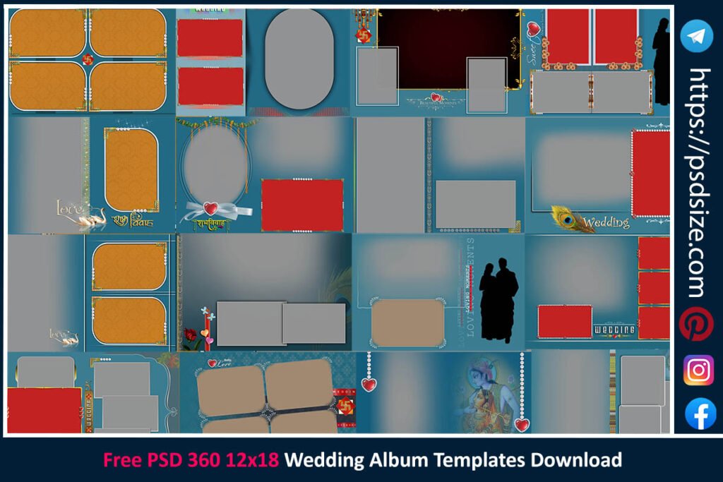 Free PSD 360 12x18 Wedding Album Templates Download